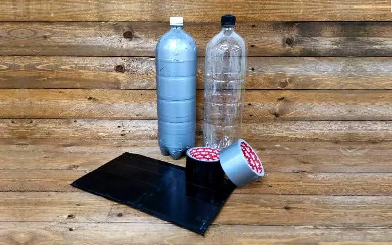 Recycled plastic soda bottles and materials for making the soda bottle jet pack